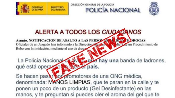 Imagen del bulo de la alerta policial extendida por WhatsApp.