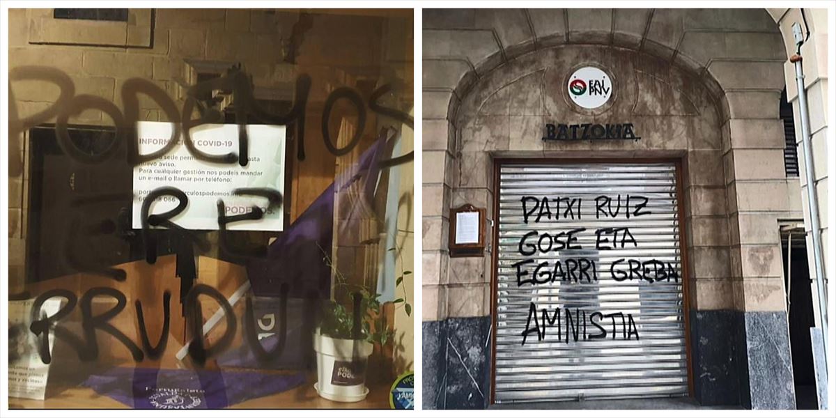 Las pintadas hacen referencia a la situación del preso de ETA Patxi Ruiz