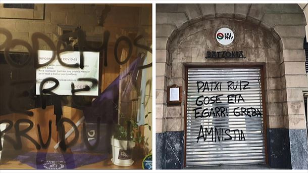 Las pintadas hacen referencia a la situación del preso de ETA Patxi Ruiz