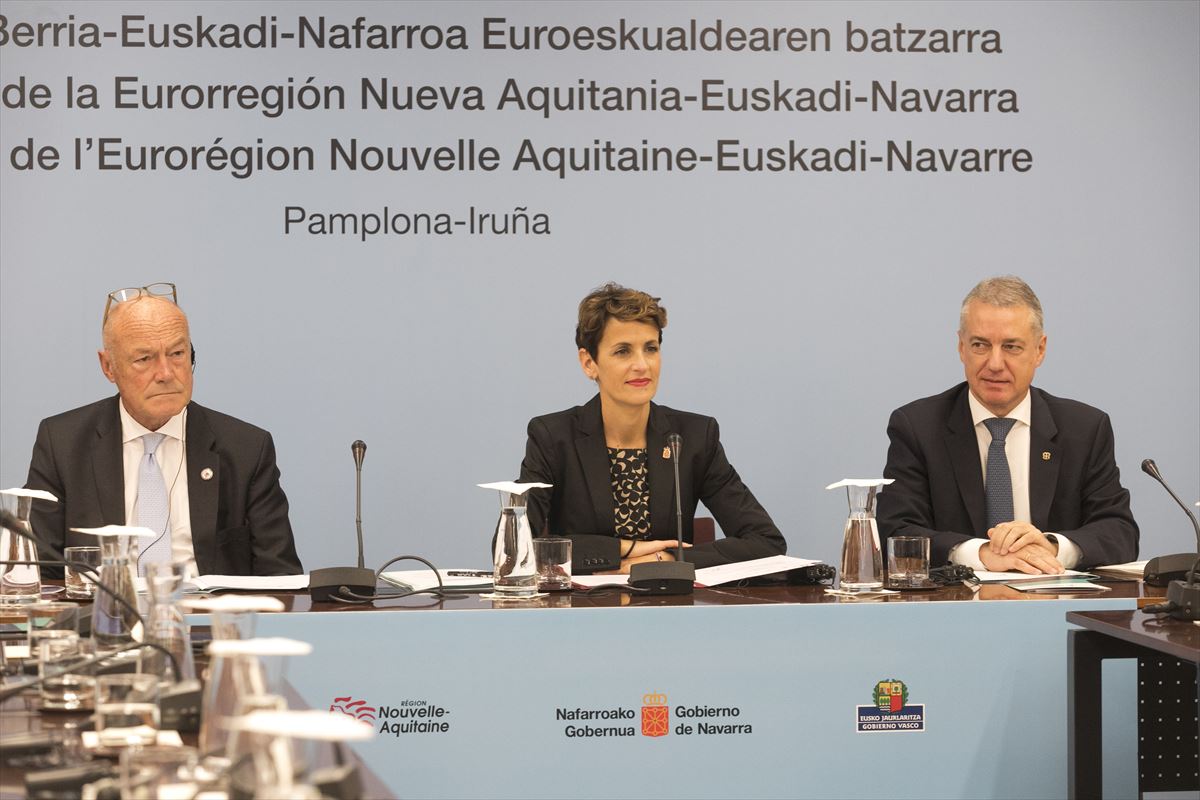 Los presidentes de la Eurorregión Nueva Aquitania-Euskadi-Navarra.