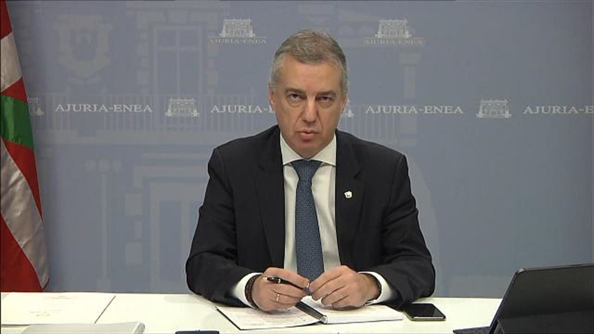 El lehendakari, Iñigo Urkullu, en la última videoconferencia de presidentes. Imagen: EiTB.