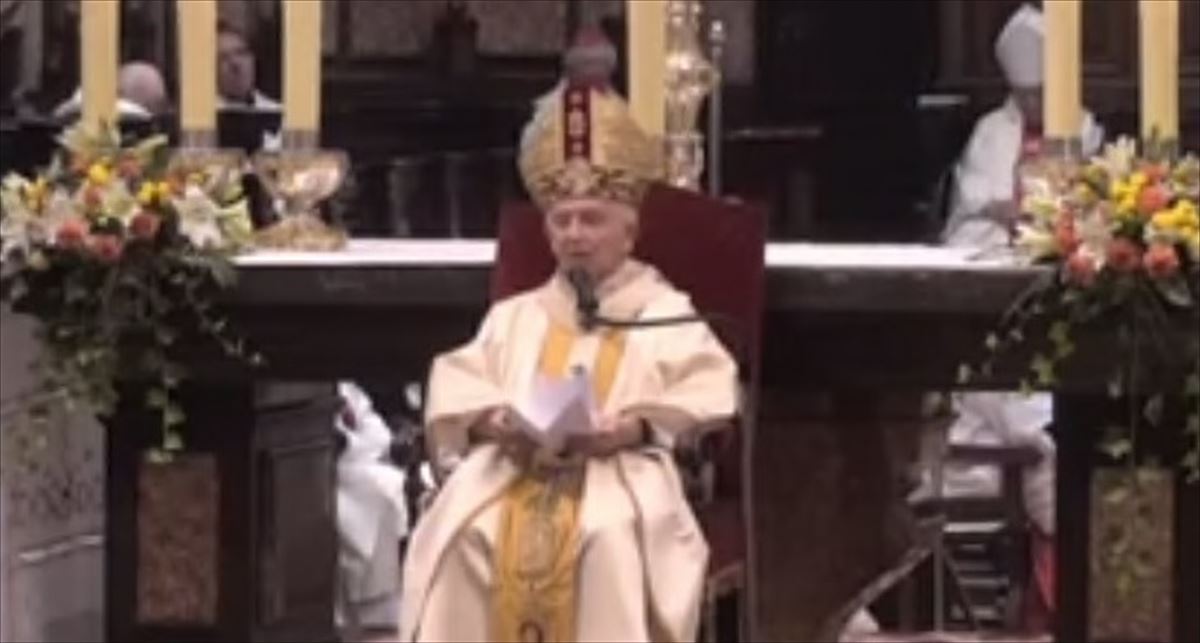 El cardenal Antonio Cañizares. Imagen obtenida de un vídeo de EiTB. 