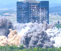 Así fue la demolición de la oficina de enlace intercoreana