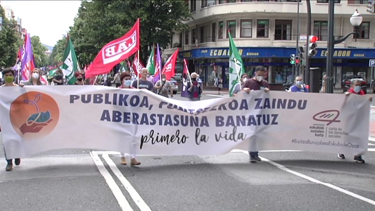 Manifestación en Bilbao. Imagen obtenida de un vídeo de ETB.