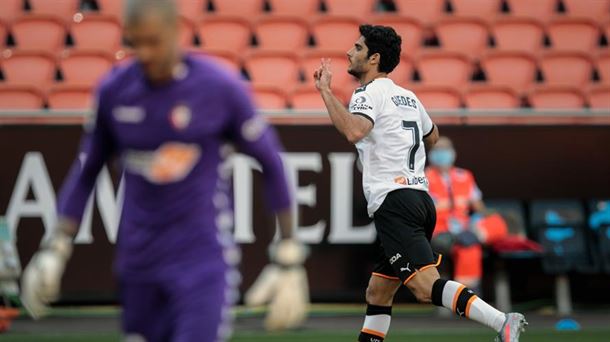 Guedes celebra su "golazo" frente a Osasuna (2-0). 