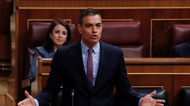 Pedro Sánchez durante su intervención en la sesión de control al Ejecutivo 