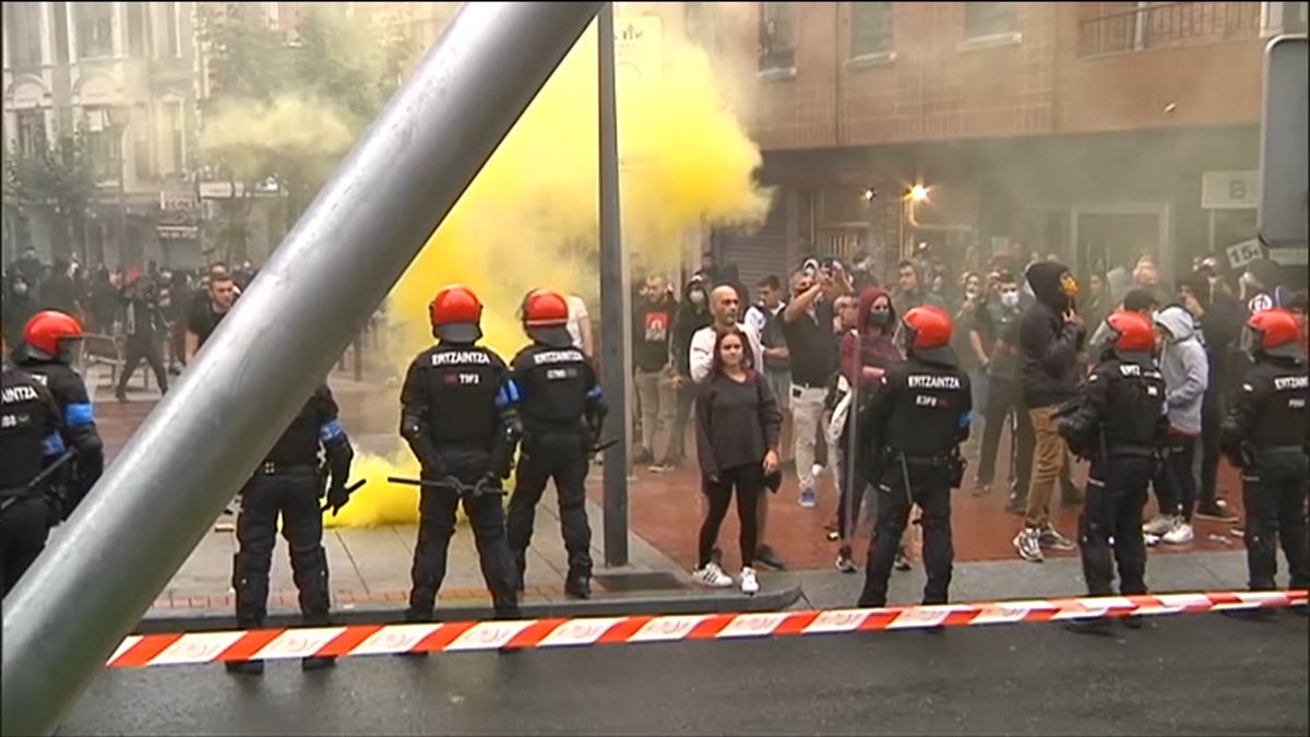 Incidentes en Sestao. Imagen obtenida de un vídeo de ETB.