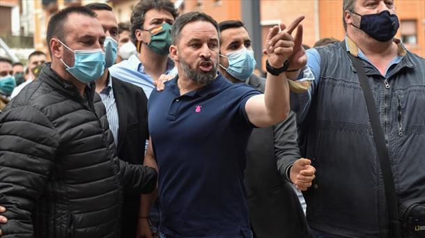 Santiago Abascal, atzo Sestaon.