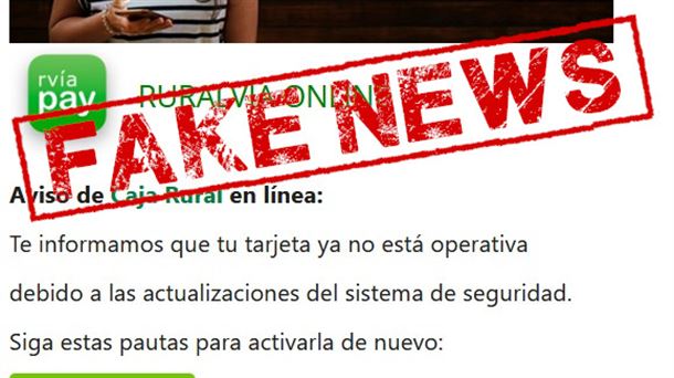 Mensaje de la campaña de phishing suplantando a la entidad bancaria Caja Rural.