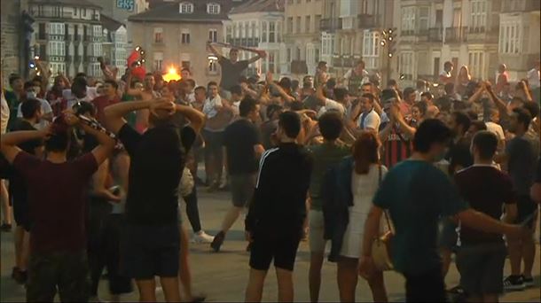 Celebración de la victoria de Baskonia en Vitoria-Gasteiz