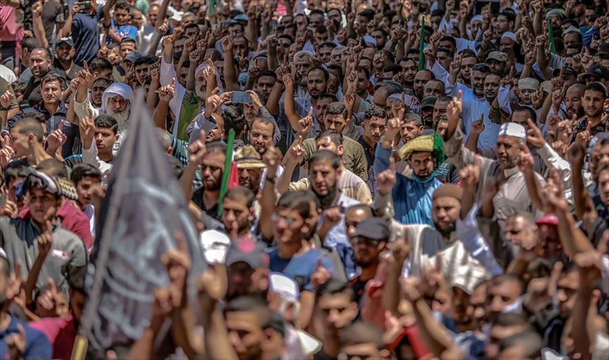 Protestas en Gaza en contra de la anexión de Cisjordania.
