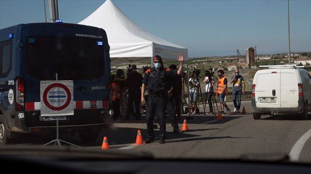 Control de carretera de los Mossos d'Esquadra, en Lleida.