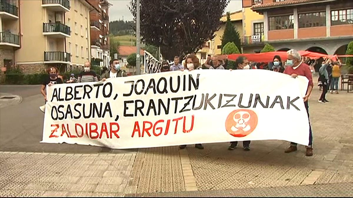 Imagen de archivo de una protesta de Zaldibar Argitu, en julio