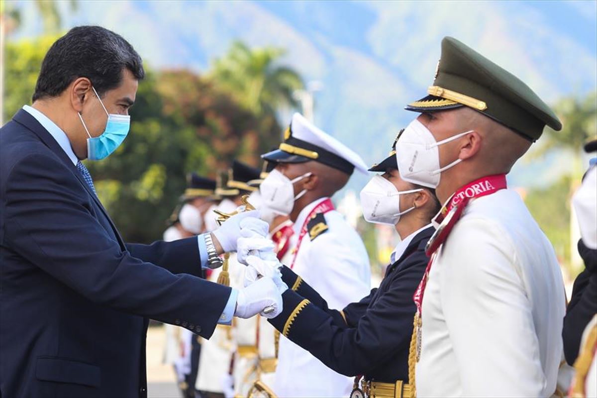 Nicolás Maduro en un acto militar en Caracas