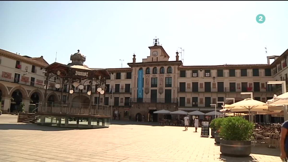La plaza de Tudela, vacia. Imagen obtenida de un video de EiTB.