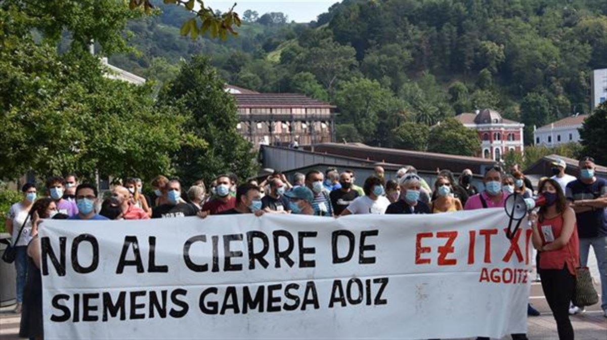 Protesta de los trabajadores de Siemens-Gamesa. 