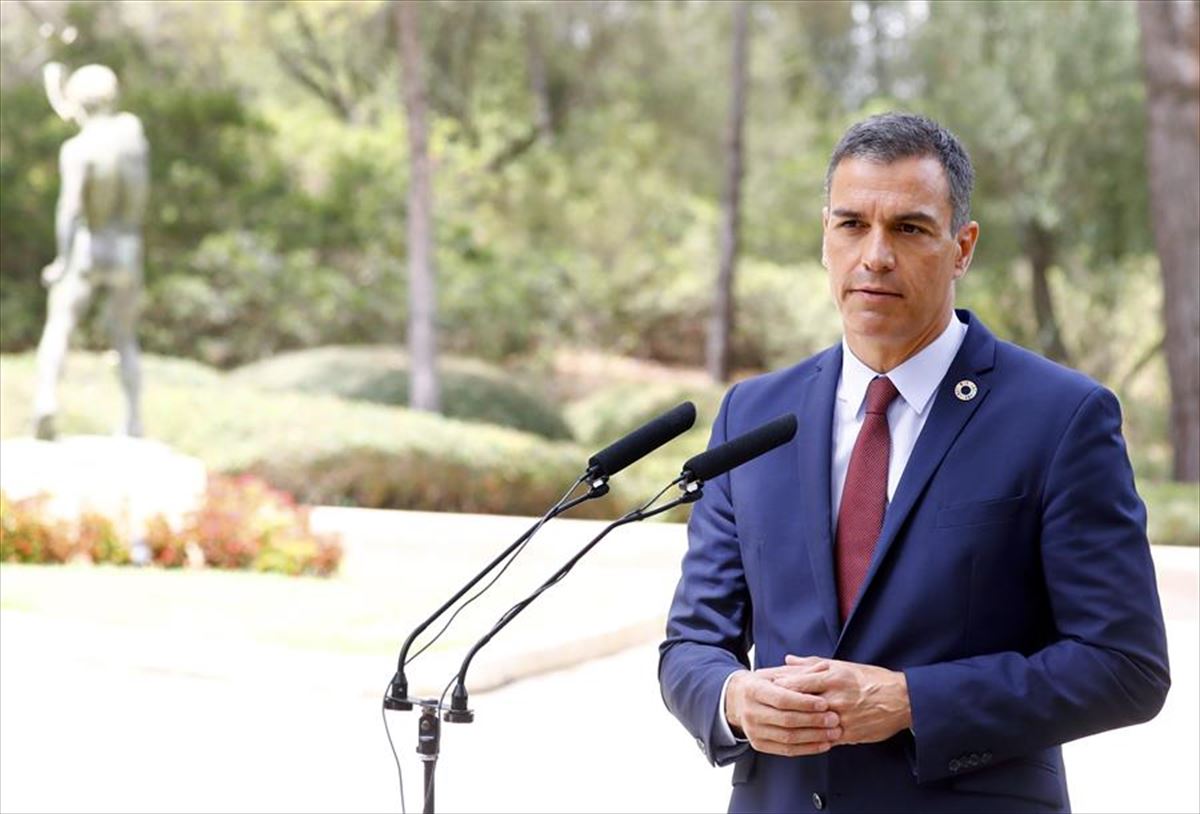 El presidente del Gobierno, Pedro Sánchez, durante su comparecencia ante los medios este miércoles.