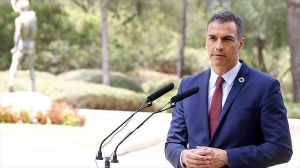 El presidente del Gobierno, Pedro Sánchez, durante su comparecencia ante los medios este miércoles.