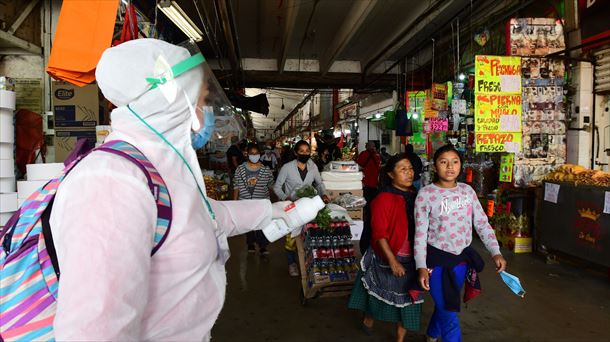 Trabajadora sanitaria en México.