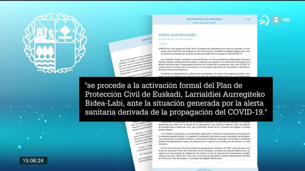 El lehendakari en funciones asume el mando único. Imagen obtenida de un vídeo de ETB.