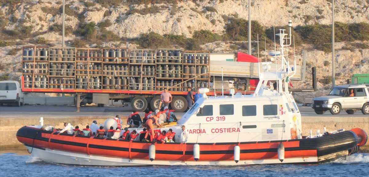 Migrantes rescatados en Lampedusa (Italia).