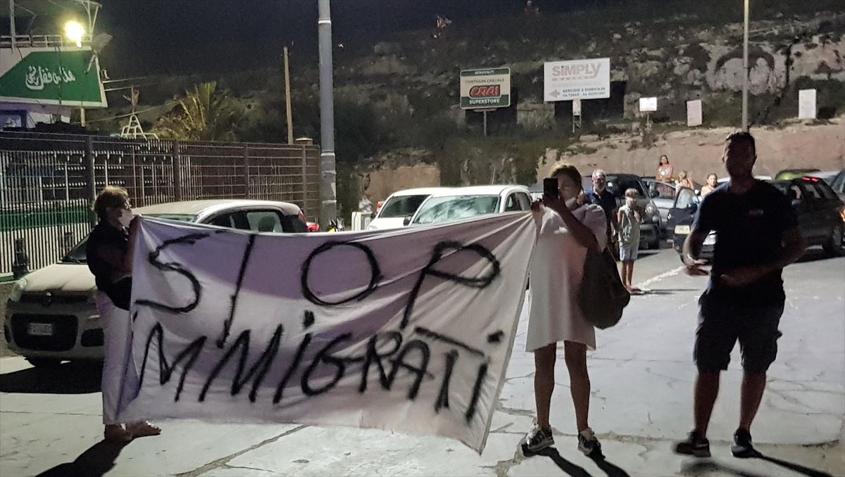 Protesta en Lampedusa.