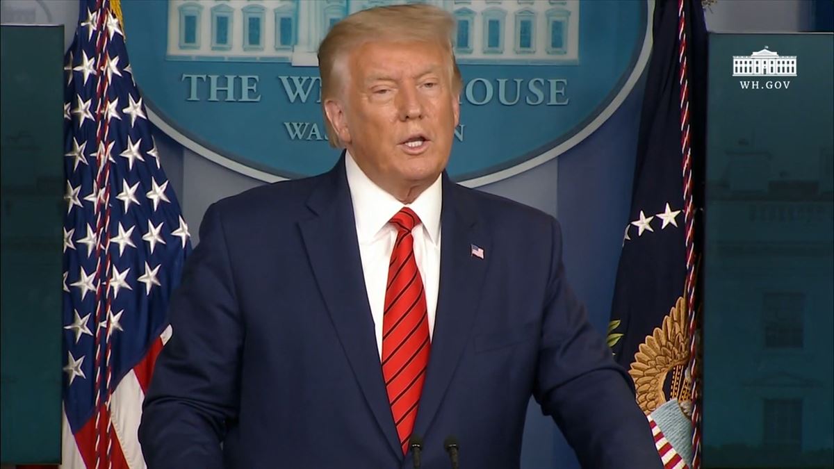 Donald Trump, durante la rueda de prensa de este lunes en la Casa Blanca. Foto: EFE