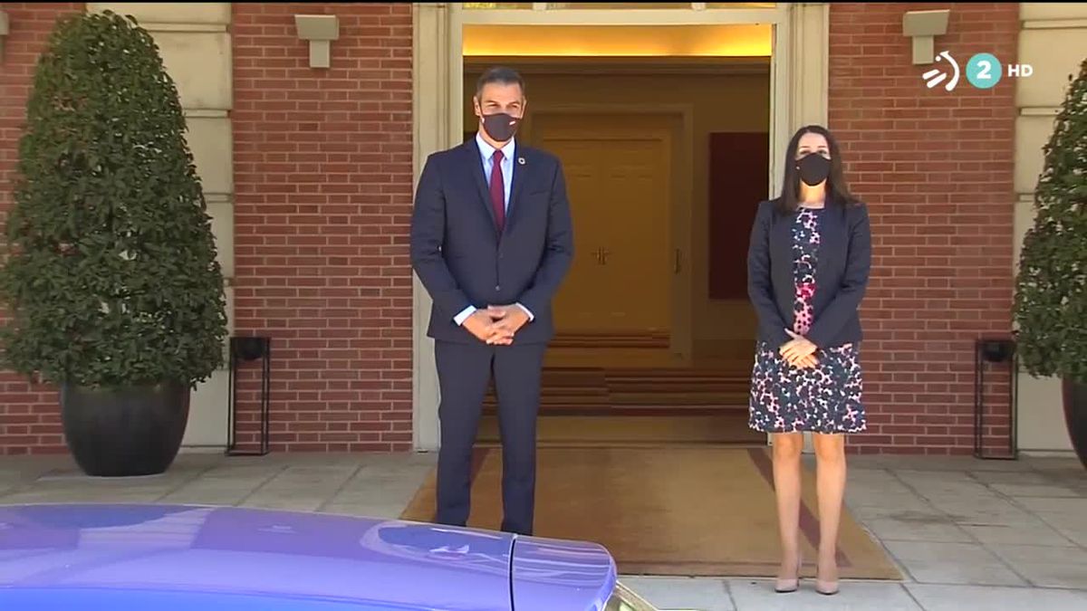 Pedro Sánchez e Inés Arrimadas. Imagen obtenida de un vídeo de ETB.