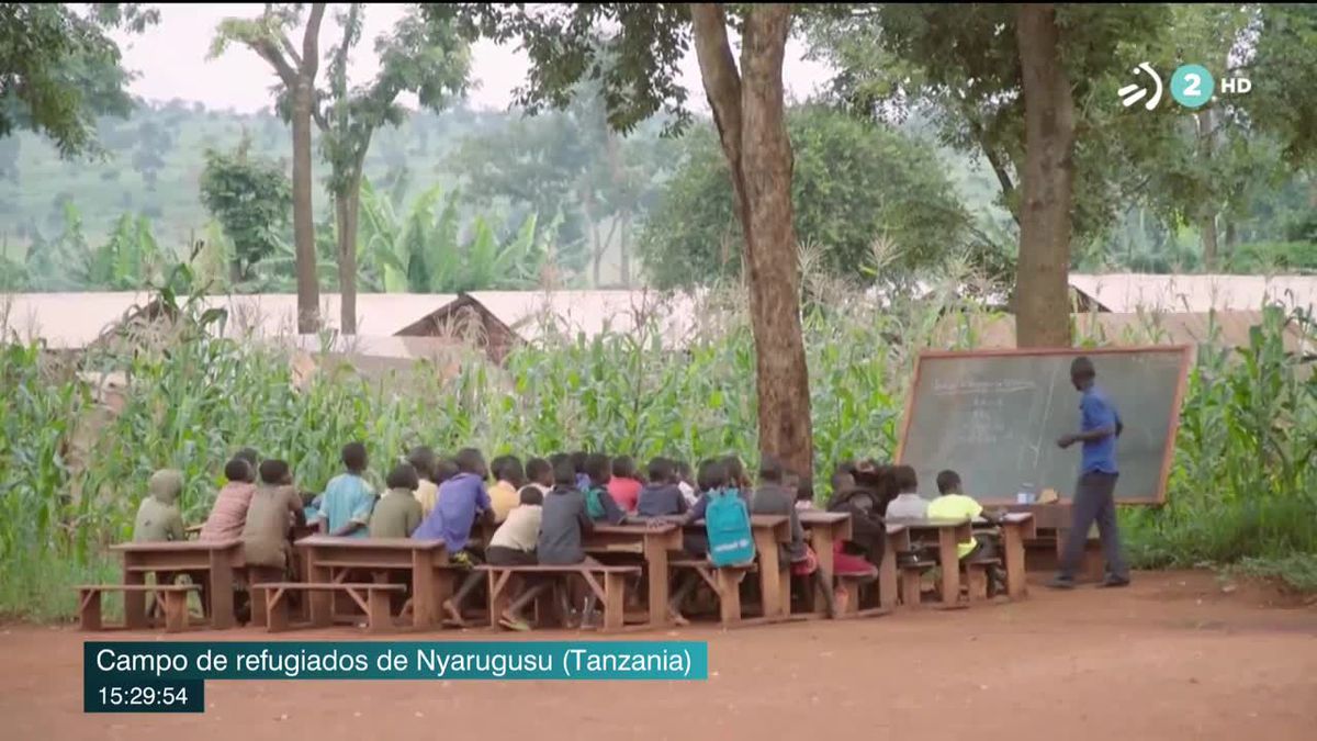 Niños refugiados. Imagen obtenida de un vídeo de ETB.