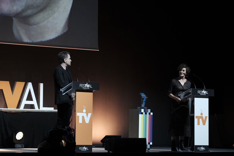 Dani Álvarez (Radio Euskadi) y Maite Iturbe, directora general de EiTB.