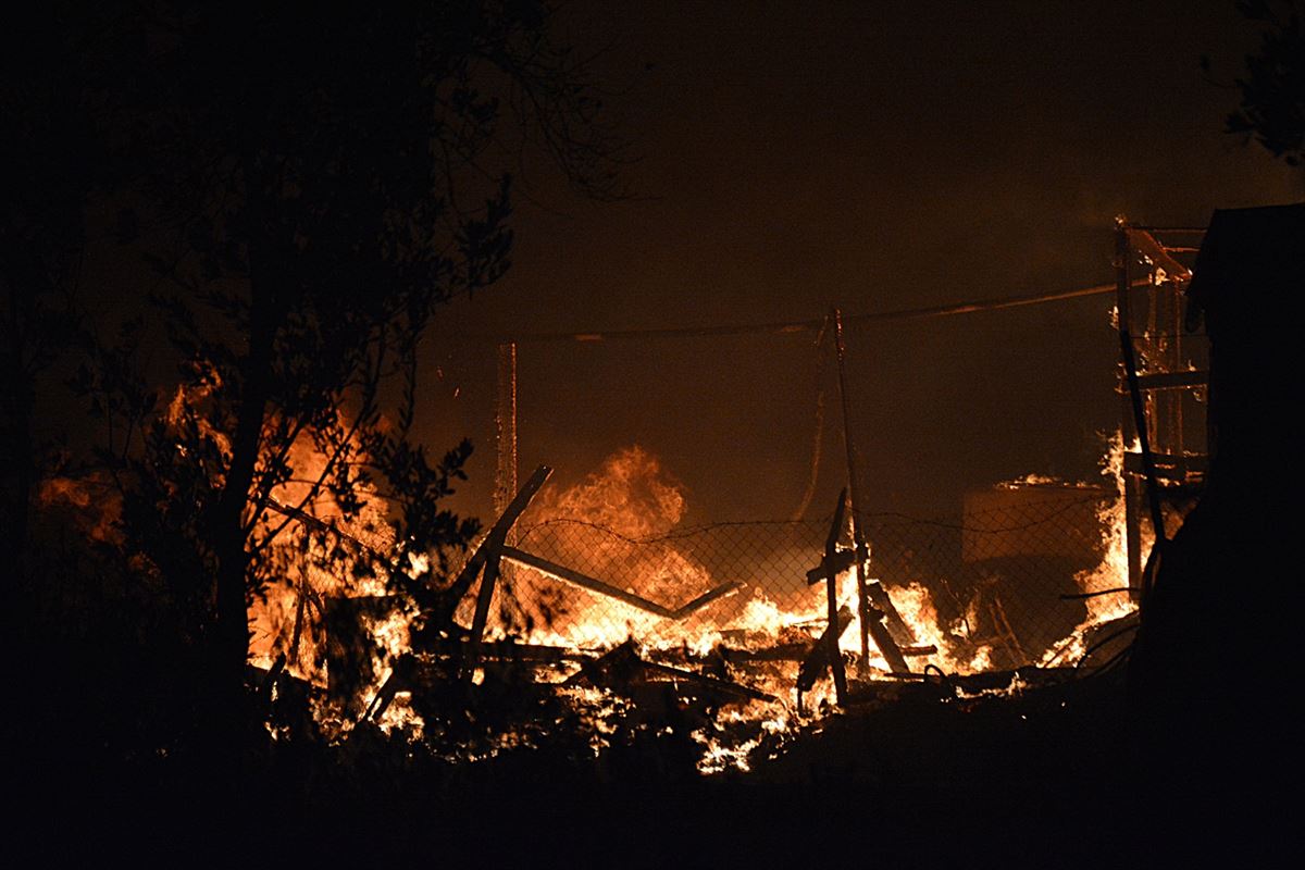 Incendio en el campo de refugiados de Moria