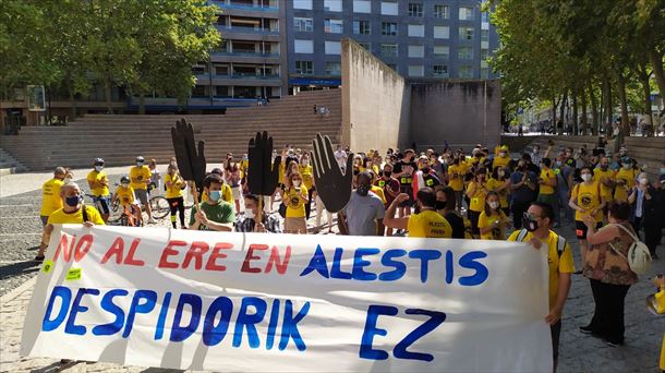 Manifestación de los trabajadores de Alestis el pasado 12 de septiembre en Vitoria