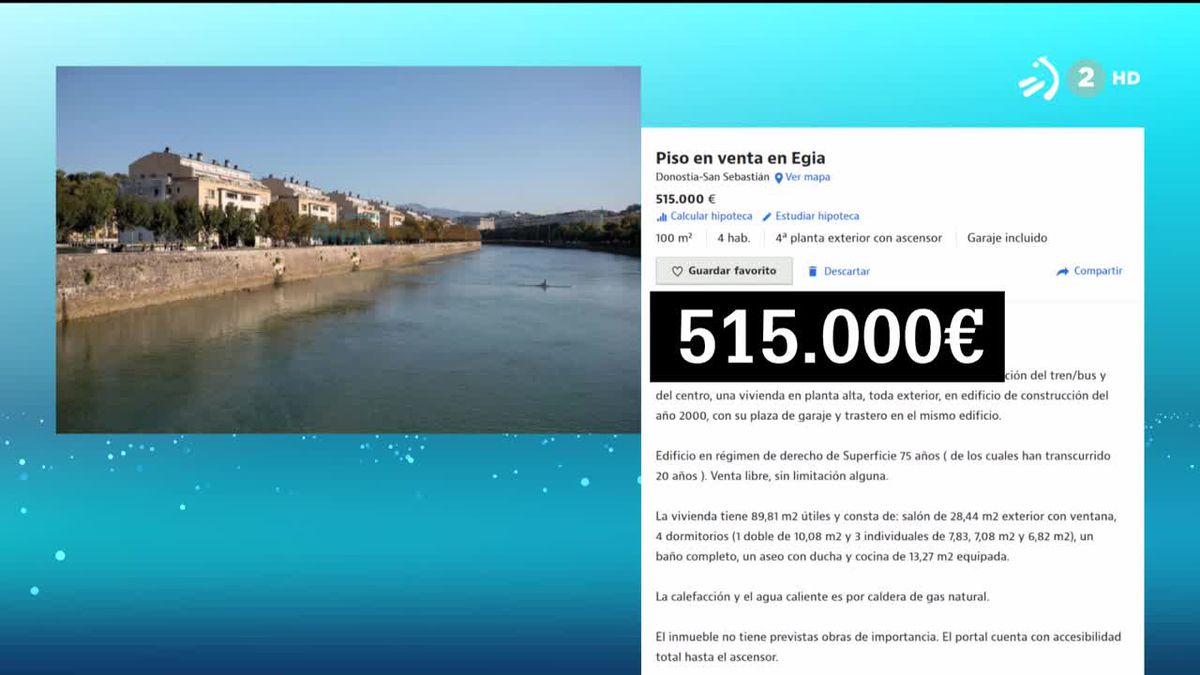 Venta de un piso VPO por 515.000 euros. Imagen obtenida de un vídeo de ETB.