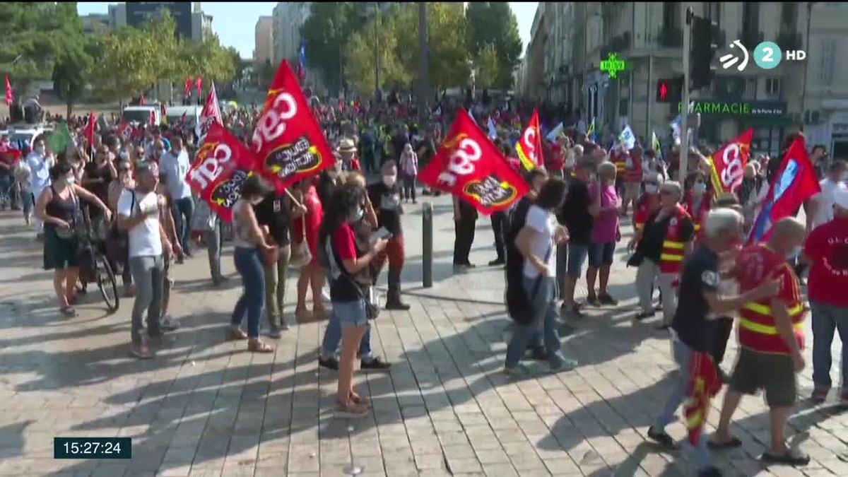 Movilizaciones en Francia. Imagen obtenida de un vídeo de ETB.