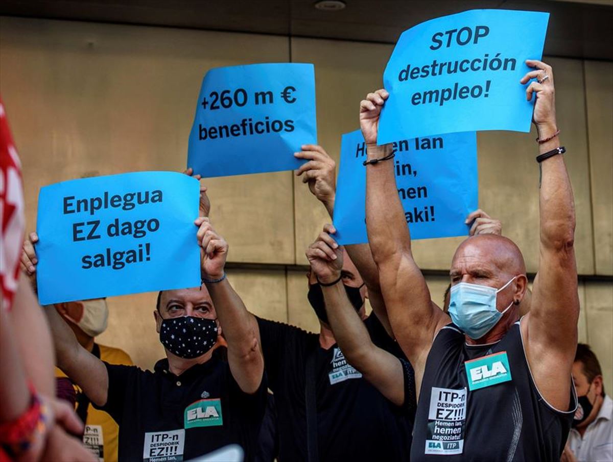 Protesta de los trabajadores de ITP Aero. Foto: Efe