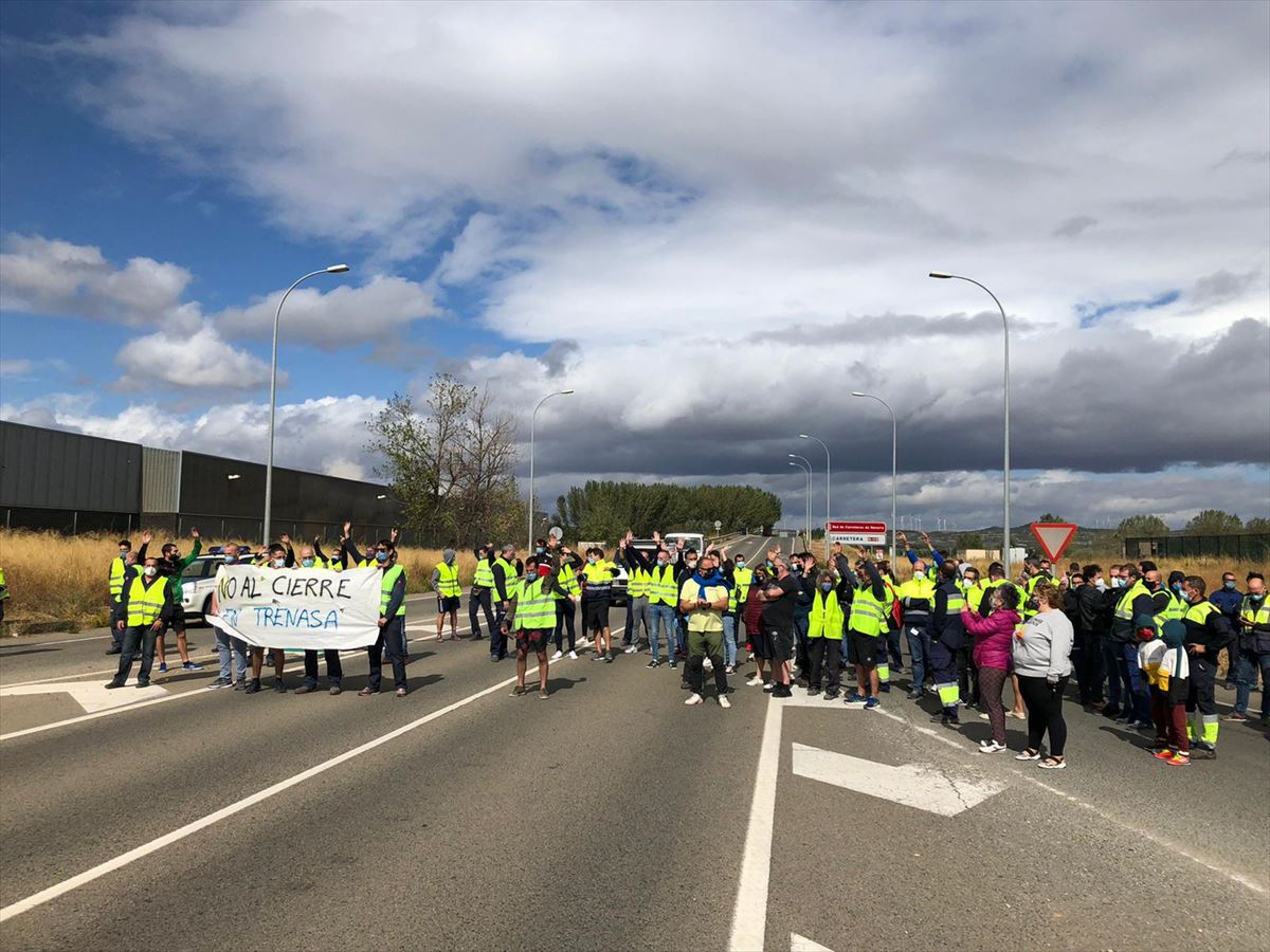 Manifestación de la plantilla de Trenasa. Foto: CCOO Navarra