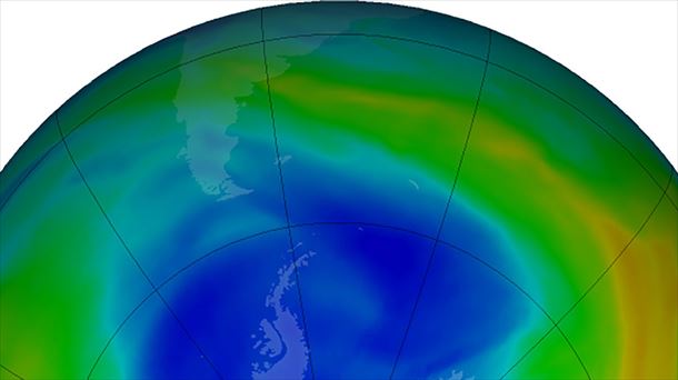 Ozono-geruza Antartikan, 2019ko irailean. Irudia: NASA