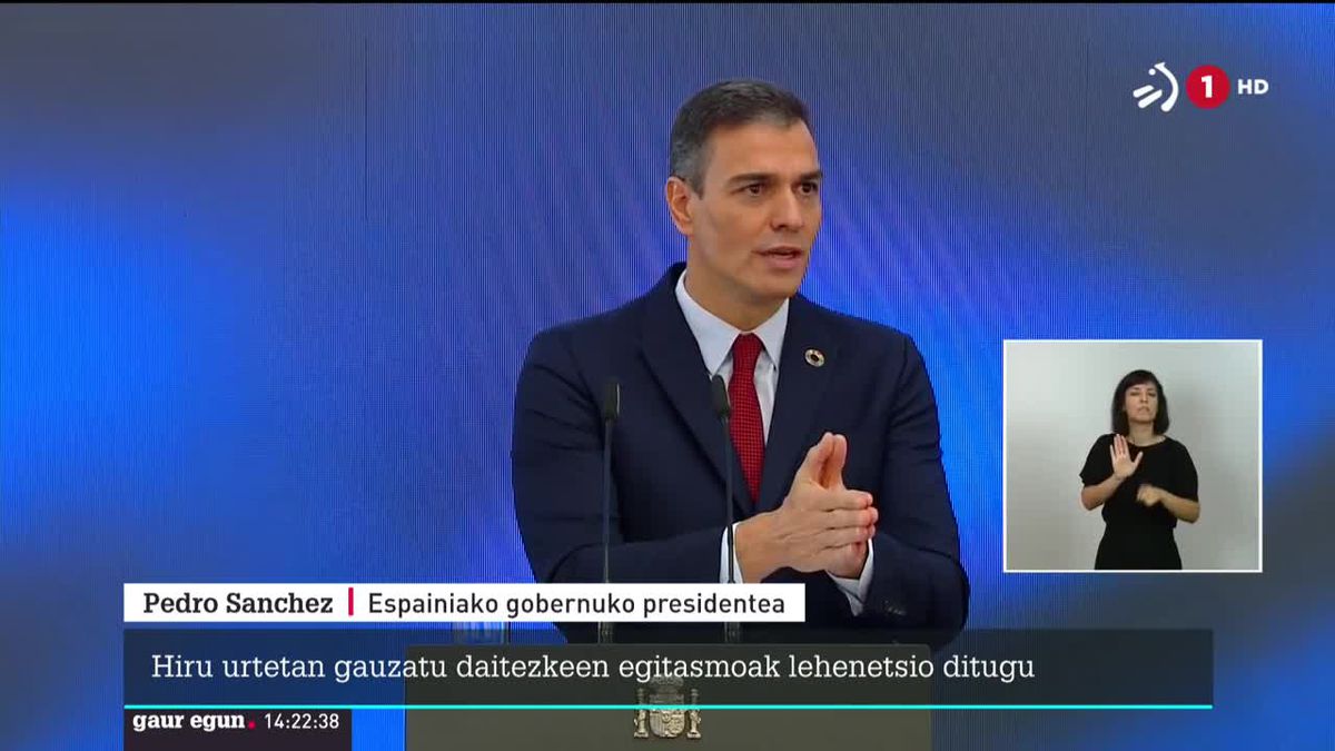 Pedro Sanchez, Espainiako Gobernuko presidentea. EiTBren bideo batetik hartutako argazkia