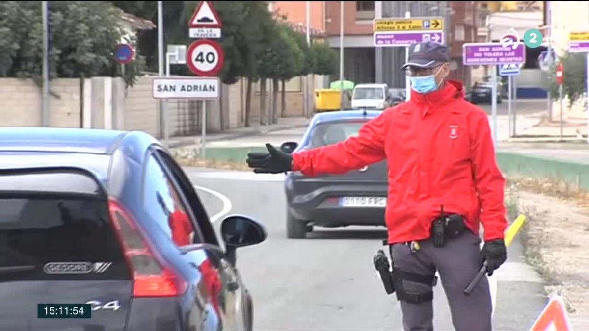 Controles de acceso en San Adrián (Navarra). Foto obtenida de un vídeo de EiTB