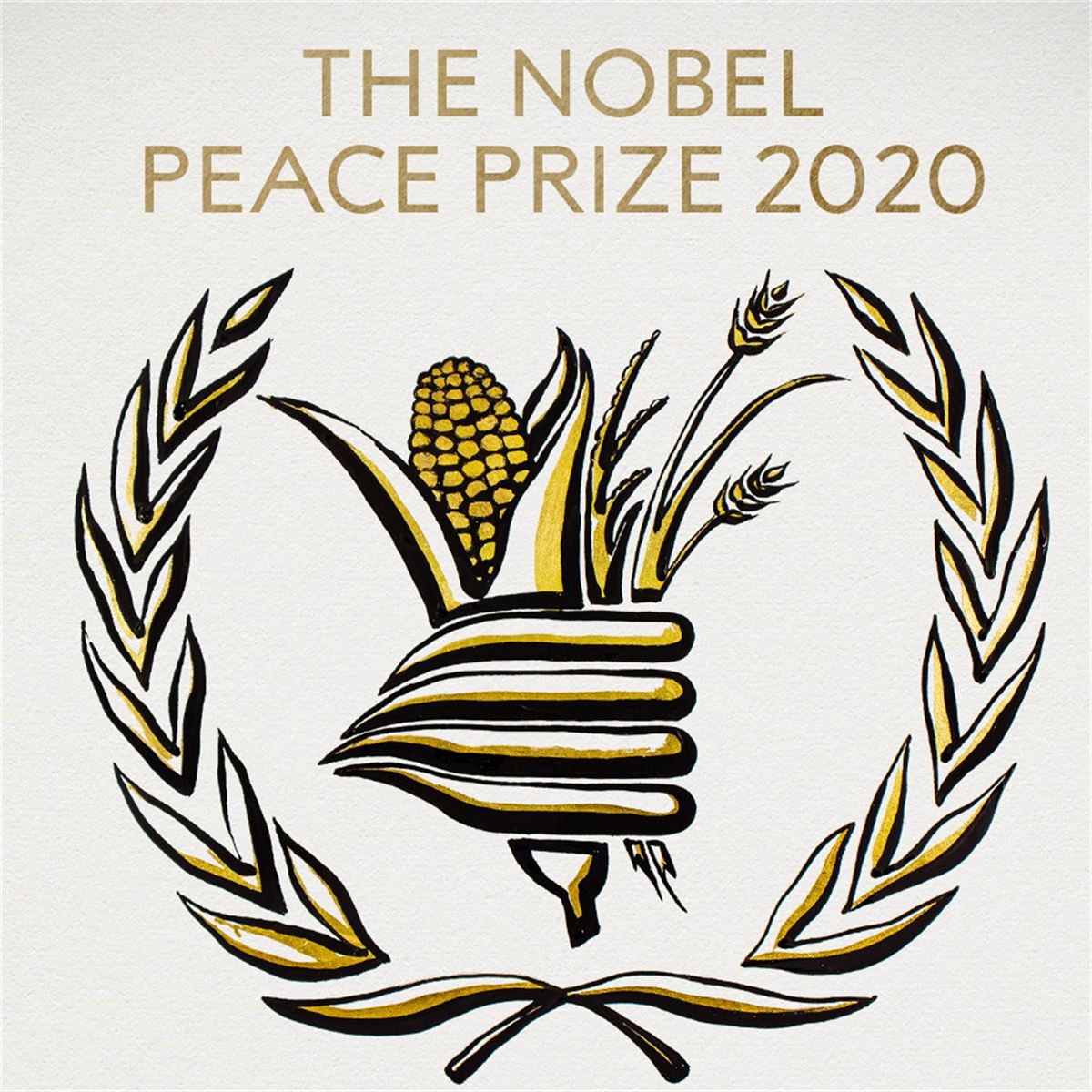 Elikagaien Mundu Programaren logoa, @NobelPrize-k egindako ilustrazio batean. 