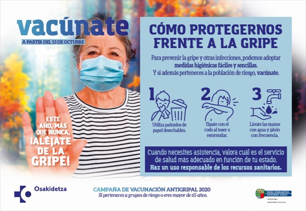 Cartel de Oskidetza para la campaña de vacunación contra la gripe 2020