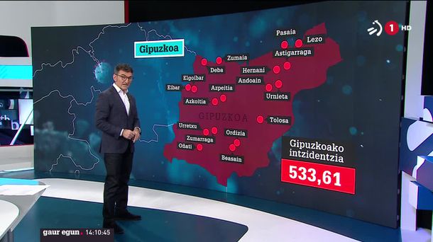 377 positibo zenbatu dira Gipuzkoan azken egunean. ETBren bideo batetik ateratako irudia.