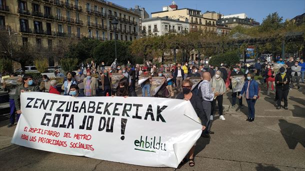 Protesta contra las obras del metro de Donostialdea. Foto: EiTB