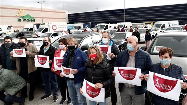 Protesta de los hosteleros navarros. Foto: Efe