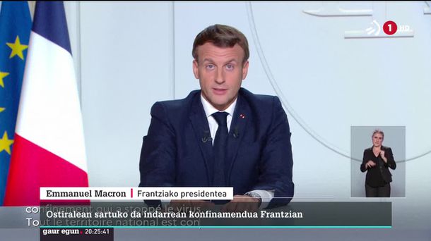 Emmanuel Macron. ETBren bideo batetik ateratako irudia.