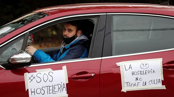 Protesta de los hosteleros navarros. Foto: Efe