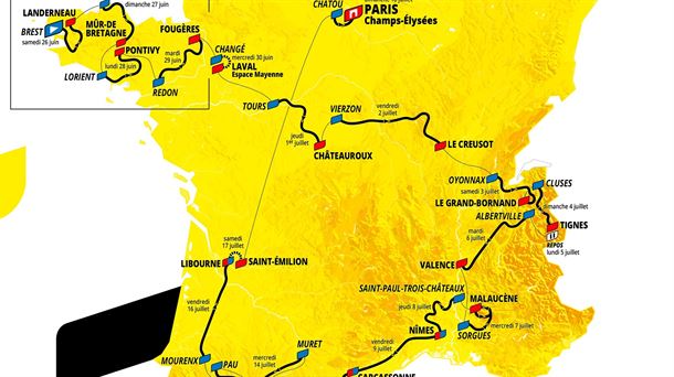 Mapa del recorrido del Tour de Francia 2021