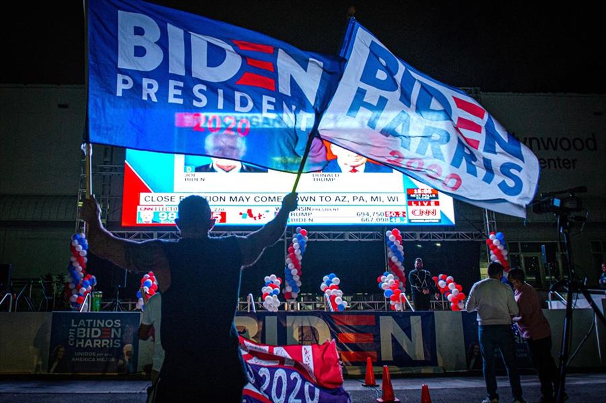 Seguidores de Joe Biden celebran la victoria