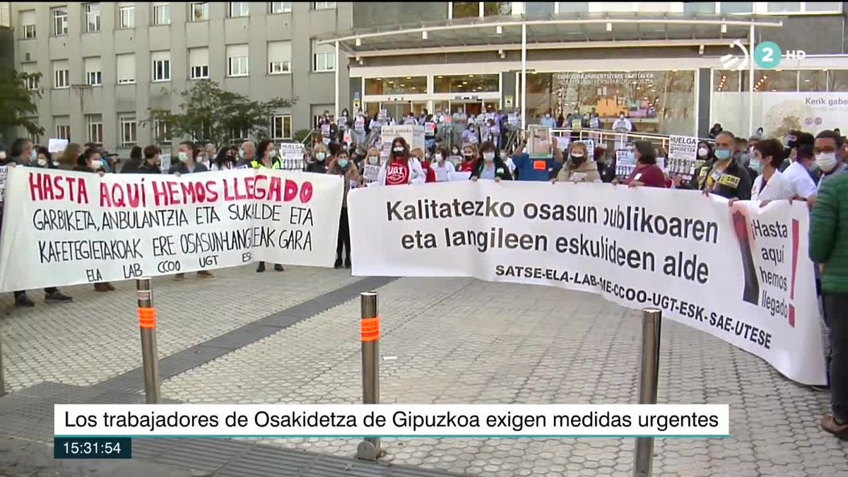 Protestas en Osakidetza. Imagen obtenida de un vídeo de ETB.