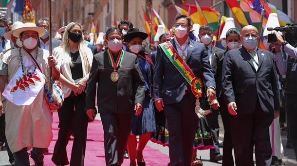 Ceremonia de investidura del presidente de Bolivia, Luis Arce, en La Paz. Foto: EFE